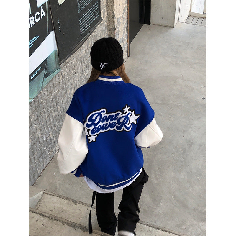 Alaska Varsity Jacket Men's Embroidered Baseball Clothing Loose Splicing in Spring