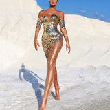Olivia Wilde Dress Sequined Sexy Mesh Evening Dress