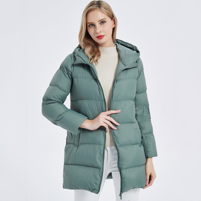Women Winter Coats Puffer Jacket Down Coat Hooded Mid-Length Down Jacket Female Warm Down Jacket