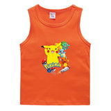Children Pokemon Pikachu T Shirt Cotton Leisure Sports Sweat-Absorbent Vest