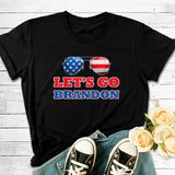 Let'S Go Brandon T Shirt Glasses Printed Short Sleeve Men'S And Women'S Tops
