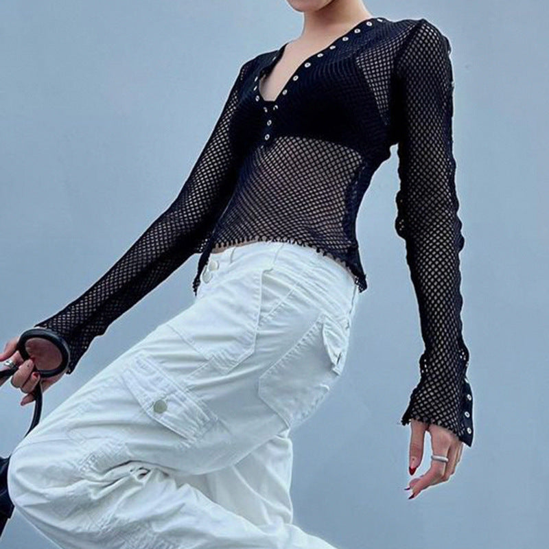 Women Rave Outfits Tops Spring Women V-neck Slimming Long-Sleeved T-shirt