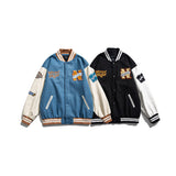Varsity Jacket Vintage Autumn Men's Baseball Uniforms Campus Color Contrast Patchwork Youth Casual Jacket