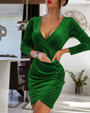 Cocktail Attire for Women Solid Color and V-neck Sexy Dress