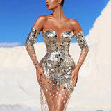 Olivia Wilde Dress Sequined Sexy Mesh Evening Dress