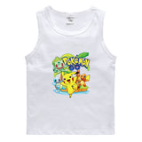 Children Pokemon Pikachu T Shirt Cotton Leisure Sweat-Absorbent Solid Color Vest