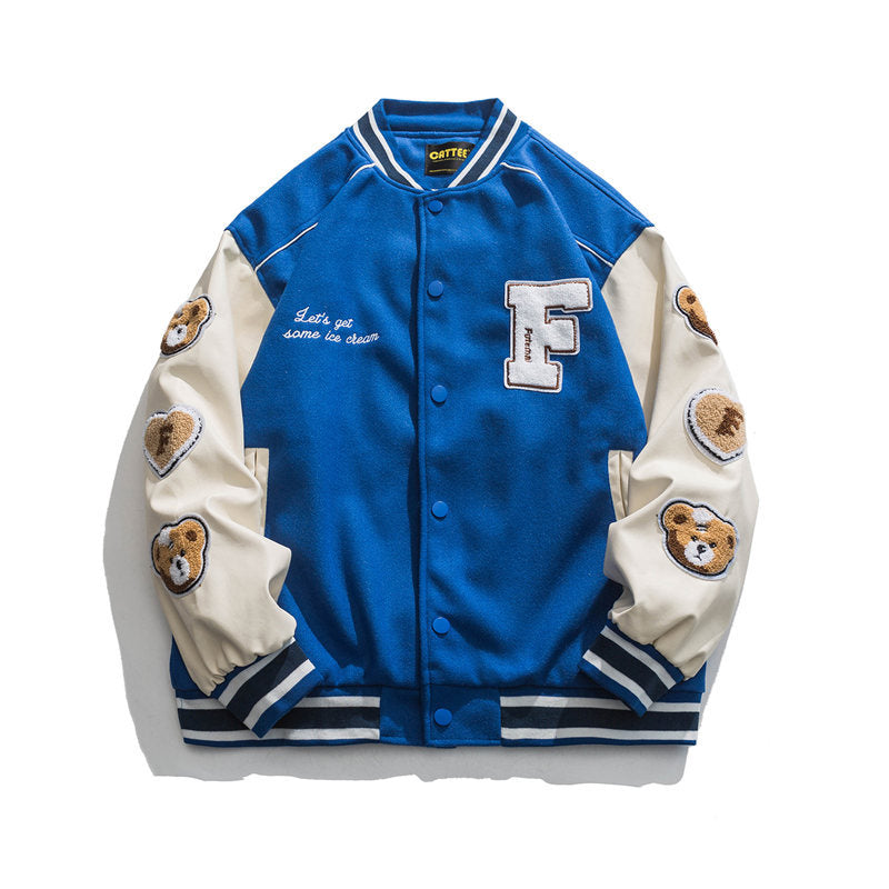 Baby Blue Varsity Jacket Spring Jacket Baseball Uniform Men 'S Jacket
