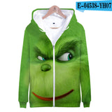 Grinch Hoodie 3d Printed Zipper Sweater