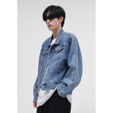 Paisley Denim Jacket Men's Loose Denim Jacket Coat