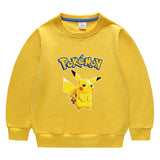 Children Pokemon Pikachu Hoodie Spring and Autumn Solid Color round Neck Sweater