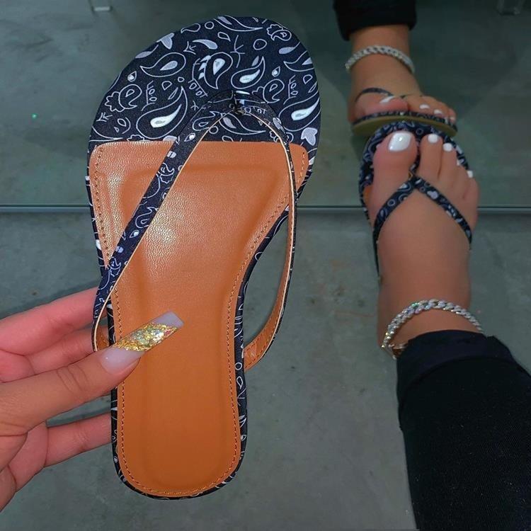 Women Open Toe Sandals Flats Plus Size Summer Flip-Flops Beach Sandals