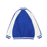 Baby Blue Varsity Jacket Vintage Klein Blue Letter Embroidered Baseball Uniform Coat
