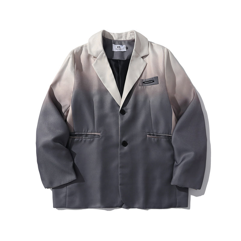 Men's Casual Suit Man Blzer Gradient Tie-Dye Casual Suit Jacket Men's Loose Lapels Single-Breasted Suit Jacket