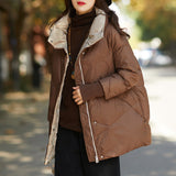 Women Winter Coats Puffer Jacket down Coat Vintage Stand-up Collar down Jacket Female Loose Stitching Drawstring