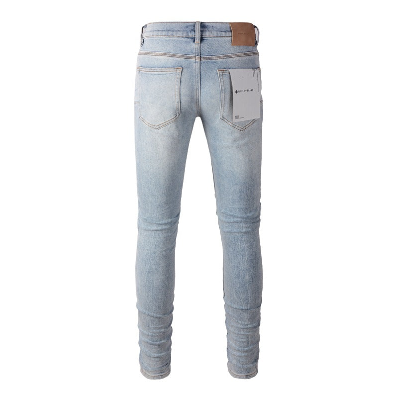 Purple Brand Jeans Light Blue Knee Ripped Slim Jeans