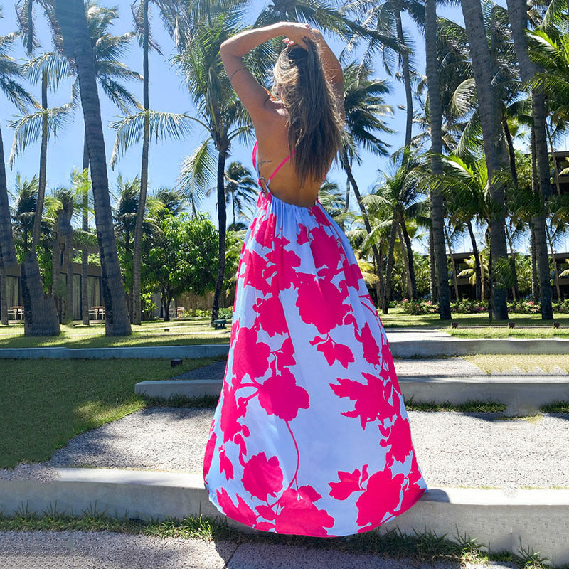 Maternity Clothes Dress Summer Bohemian Printed V-neck Spaghetti Straps Sleeveless Maternity Dress