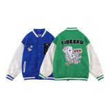 Green Varsity Jacket Street Retro Playing Cards Hip Hop Embroidered Baseball Uniform Men's Thickened Baseball Jacket Jacket