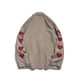 Men's Casual Suit Man Blzer Embroidery Love Vertical Stripes Leisure Suit Men's Loose Lapels Blazer