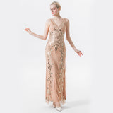 1920S Dress Sequins Dress Temperament Deep V-neck Slim-Fit Dress