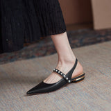 Flat Dress Sandals Spring/Summer Pointed Pearl Back Sandals