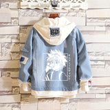 Comic Denim Jacket Anime Hole Spring and Autumn Denim Jacket