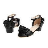 Flat Dress Sandals Summer Low Heel Square Heel Bow Buckle Sandals