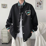 The Bears Varsity Jacket Autumn Couple Baseball Uniform Men Cartoon Bear Stand Collar Coat Jacket Men