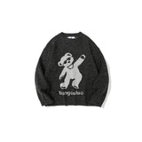 Mens Fall Outfits Autumn and Winter Bear Brocade Sweater Men and Women Loose Couple Sweater Students