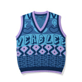 Men Sweater Vest Letter Jacquard Sweater Vest Men's V-neck Sleeveless Sweater Vest