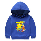 Children Pokemon Pikachu Hoodie Autumn and Winter Boys and Girls Children Fleece-Lined Long Sleeve