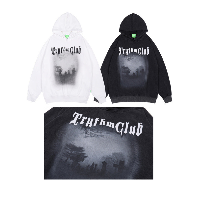 Mens Fall Outfits Printing Suit Hoodie Sweater Autumn Loose Casual Hooded Long Sleeve T-shirt Men