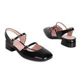 Flat Dress Sandals Women's Spring and Summer Low Heel Large Size Buckle Sandals