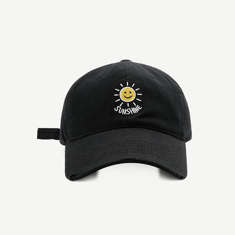 Smiley Face Cap Sun Smiley Face English Embroidered Baseball Cap