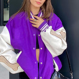 Baggy Jacket Baseball Uniform Leather Sleeve Stitching Bone Embroidery Autumn and Winter