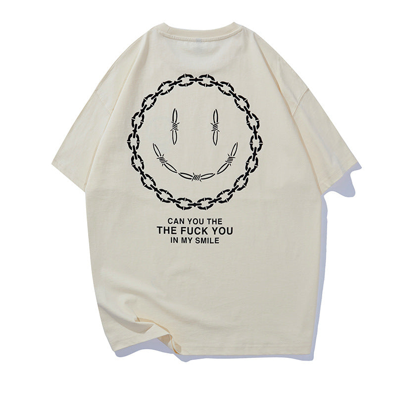 Smiley Face T Shirt Casual Sports Top