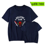 Hellfire Club Shirt Stranger Things Summer Print Pattern Casual round Neck Short Sleeves
