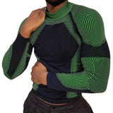 Rave Outfits Men Long Sleeve Shirt Sexy Slim Fit Men Fashion Print T-shirt