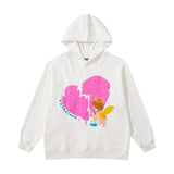 Mens Fall Outfits Hooded Sweater Men's and Women's Autumn Casual Contrast Color Skull Puff Print Coat