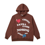 Mens Fall Outfits Autumn Street Love Foam Printed Hoodie Men's and Women's Loose Top