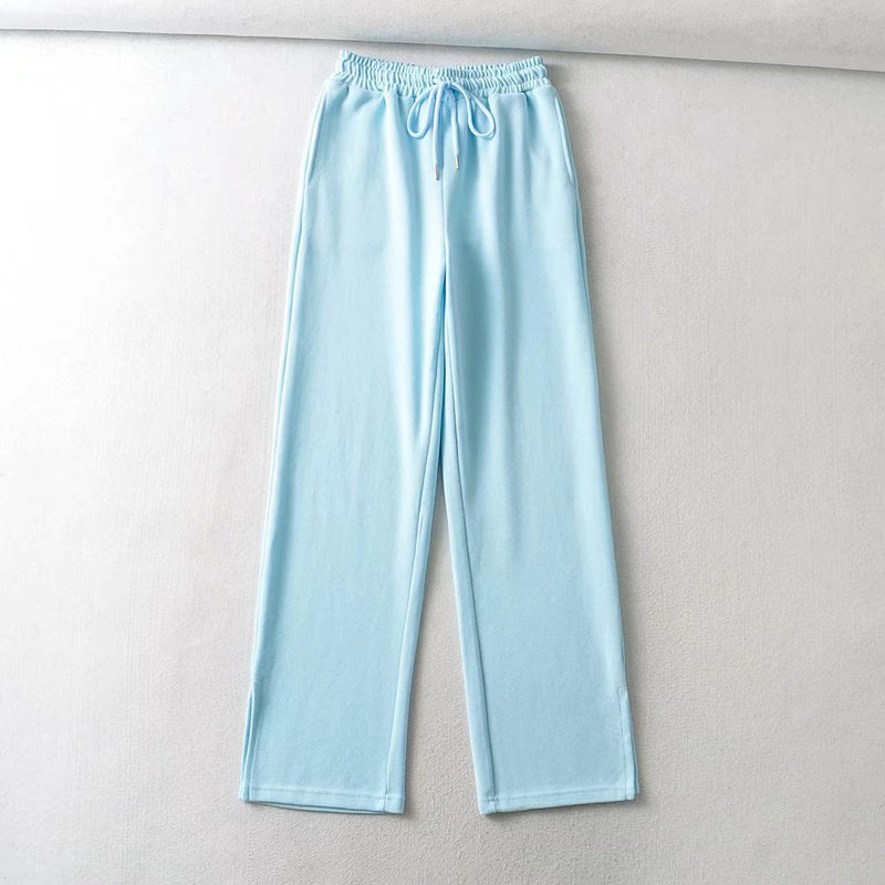 Women Fall Fall Four-Color Side Slit Pants Elastic Waist Sports Trousers