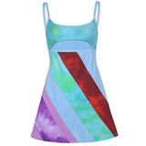 Women Rave Outfits Tops Summer Women's Color Matching Printed Halter Cut-out Sexy