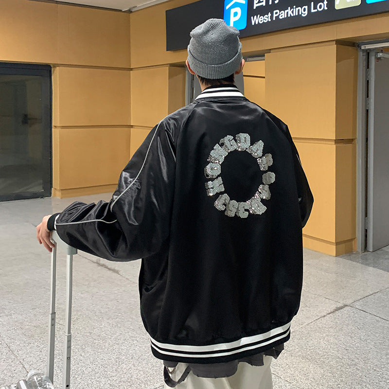 College Jacket Jacket Men's Spring and Autumn Personality Jacket Loose Casual Pu Handsome Baseball Uniform