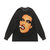 Mens Fall Outfits Hip Hop Retro Rapper Long Sleeve T-shirt Men And Women Street Round Neck Sweater