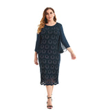 Nina Parker Black Dress plus Size Rhinestone Chiffon Bell Sleeve Dress