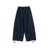 Mens Fall Outfits Straight Cargo Pants Men's Retro Loose Wide Leg Leisure Drawstring Ankle-Tied Trousers