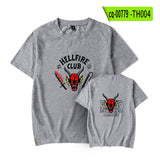 Hellfire Club Shirt Stranger Things Summer Print Pattern Casual round Neck Short Sleeves