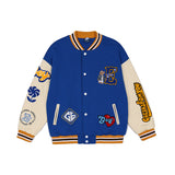 Baby Blue Varsity Jacket Loose Men and Women Autumn Coat Baseball Uniform Jacket