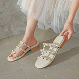 Nude Strappy Block Heels Chunky Heel Sandals