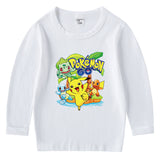 Children Pokemon Pikachu Hoodie Spring and Autumn Undershirt Boys and Girls T-shirt