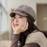 Check Beret Hat Fall/Winter Retro Beret All-Matching